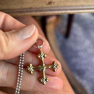 Waxing Poetic Everlasting Peace Cross Pendant Necklace silver